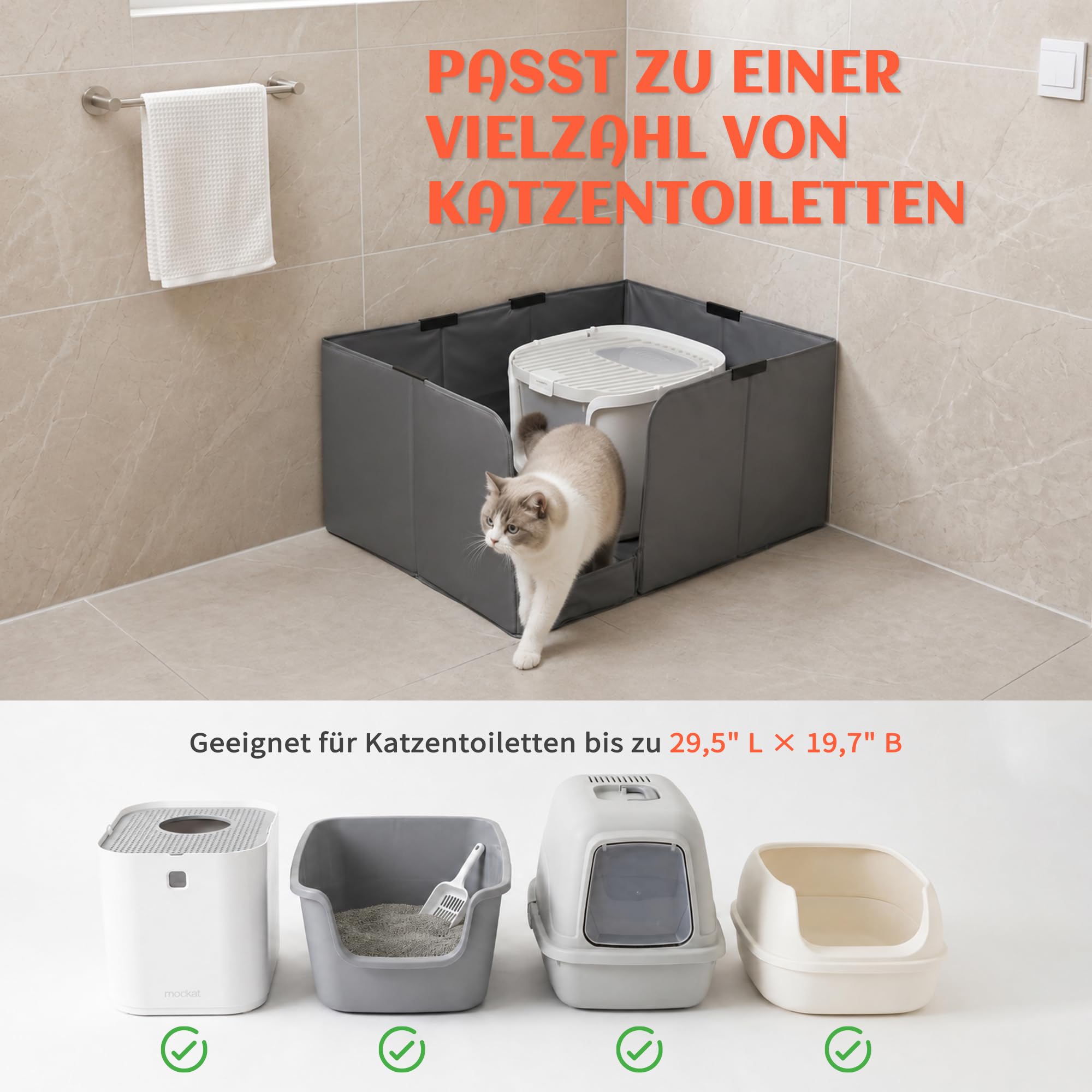 PETKARAY Extra Große Katzentoiletten Einfassung, Wasserdicht, Spritzschutz