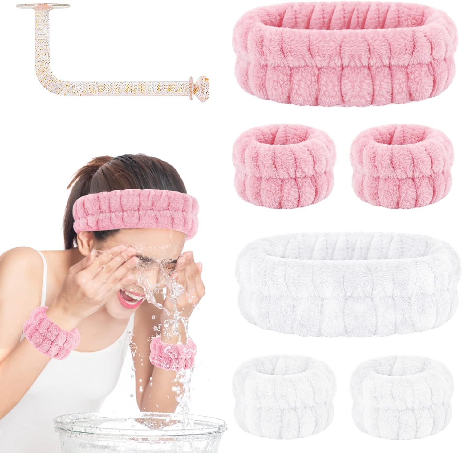 Face Wash Set - Headband and Absorbent Microfiber Wristbands with
