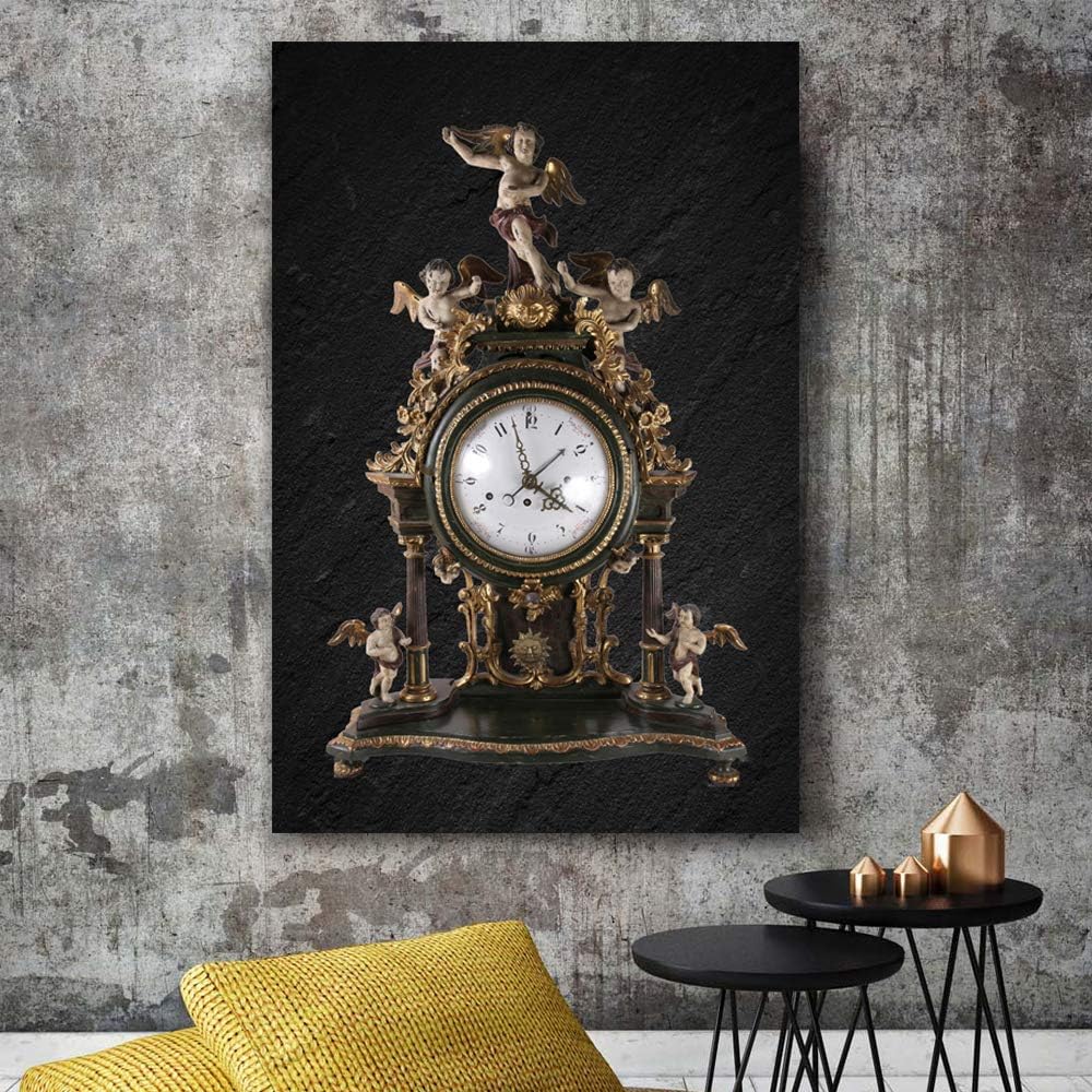 wall26 Canvas Wall Art Vintage Clock Pictures Home Wall Decorations for Bedroom Living Room Paintings Canvas Prints Framed - 16x24 inches