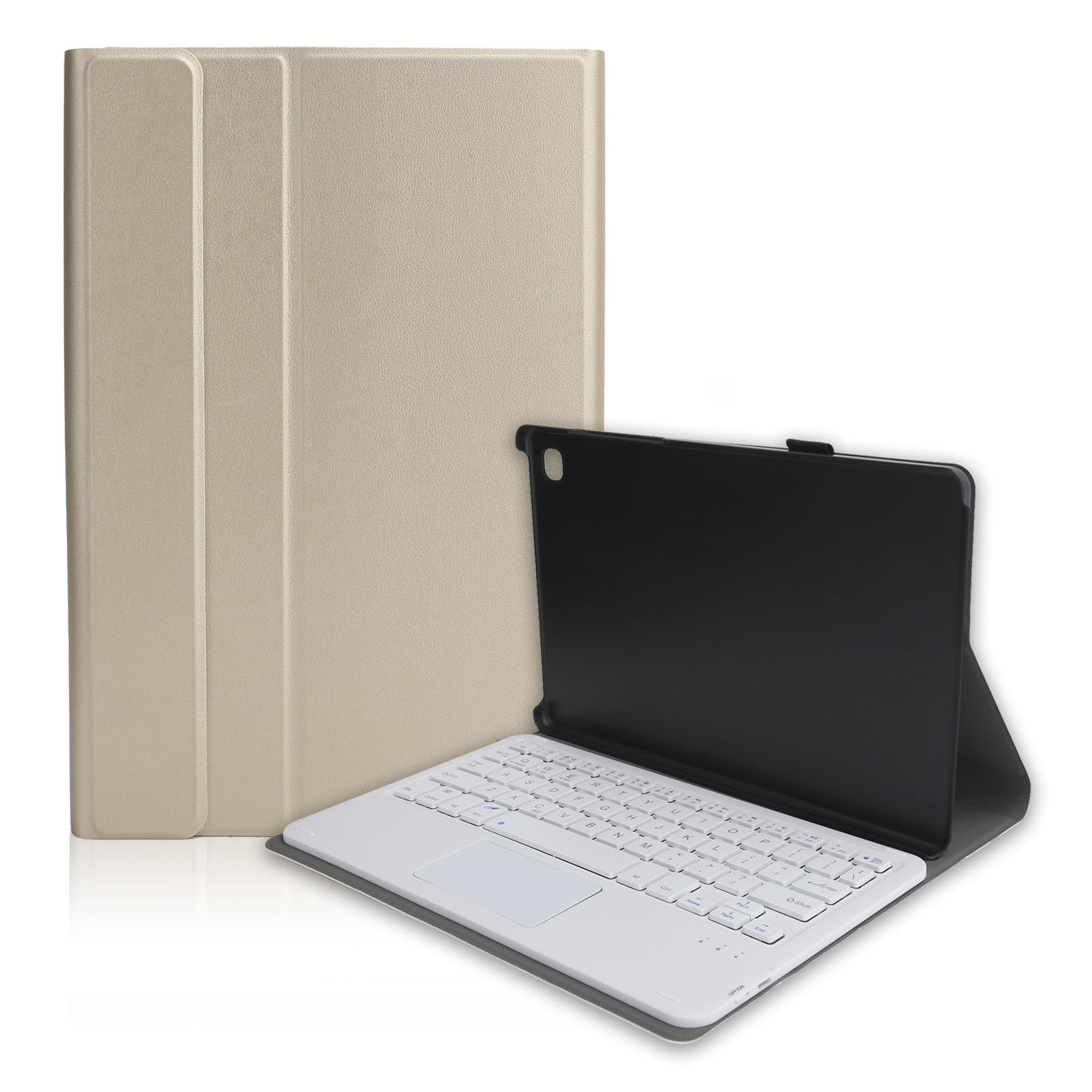 ASHATA Keyboard Case for Tab A7 T500 T505 Tablet 10.4 Inch, PU Leather Stand Cover with Magnetic Detachable Bluetooth Keyboard & Touchpad (Gold)