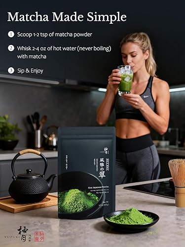 Miniatura 6 de Auténtico té verde matcha japonés en polvo, producto de Japón, primera cosecha, tradicionalmente molido a piedra, de Uji, Kioto (3.5 onzas)