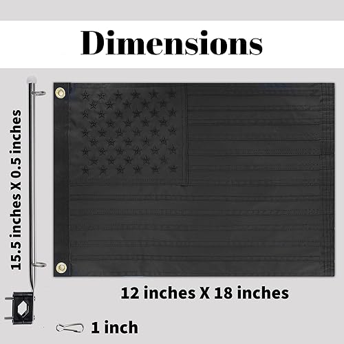 Miniatura 9 de Kit de asta de bandera de barco de 12 x 18 pulgadas con clips bordados, kit de cabina marina bordada, bandera de bicicleta y bandera de carrito de