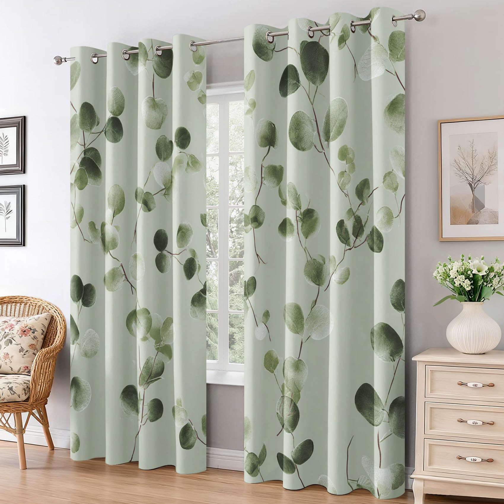 Blackout Curtains for Living Room Bedroom, Eyelet Thermal Window Treatments 90 Drop - 2 Panels 66 x 90 Inch, Home Decor pw&73 — image 1