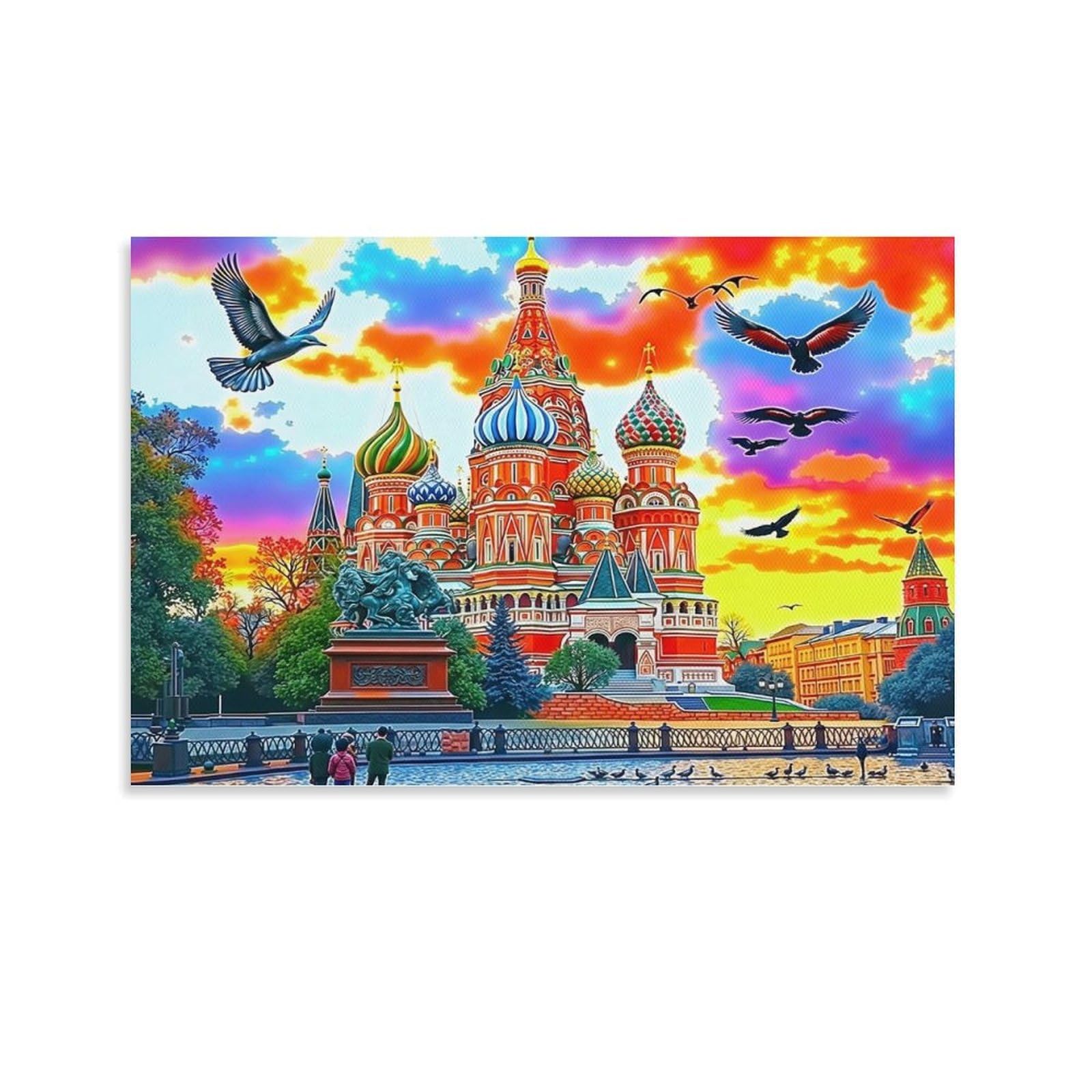 CPLVKWRQJ St Basil Cathedral Individual Colorful Painting of Saint Basils Cathedral Wall Art Decor - Office Wall Focal Art Multi-Purpose Fade Resistant Decor 20x30inch(50x75cm)