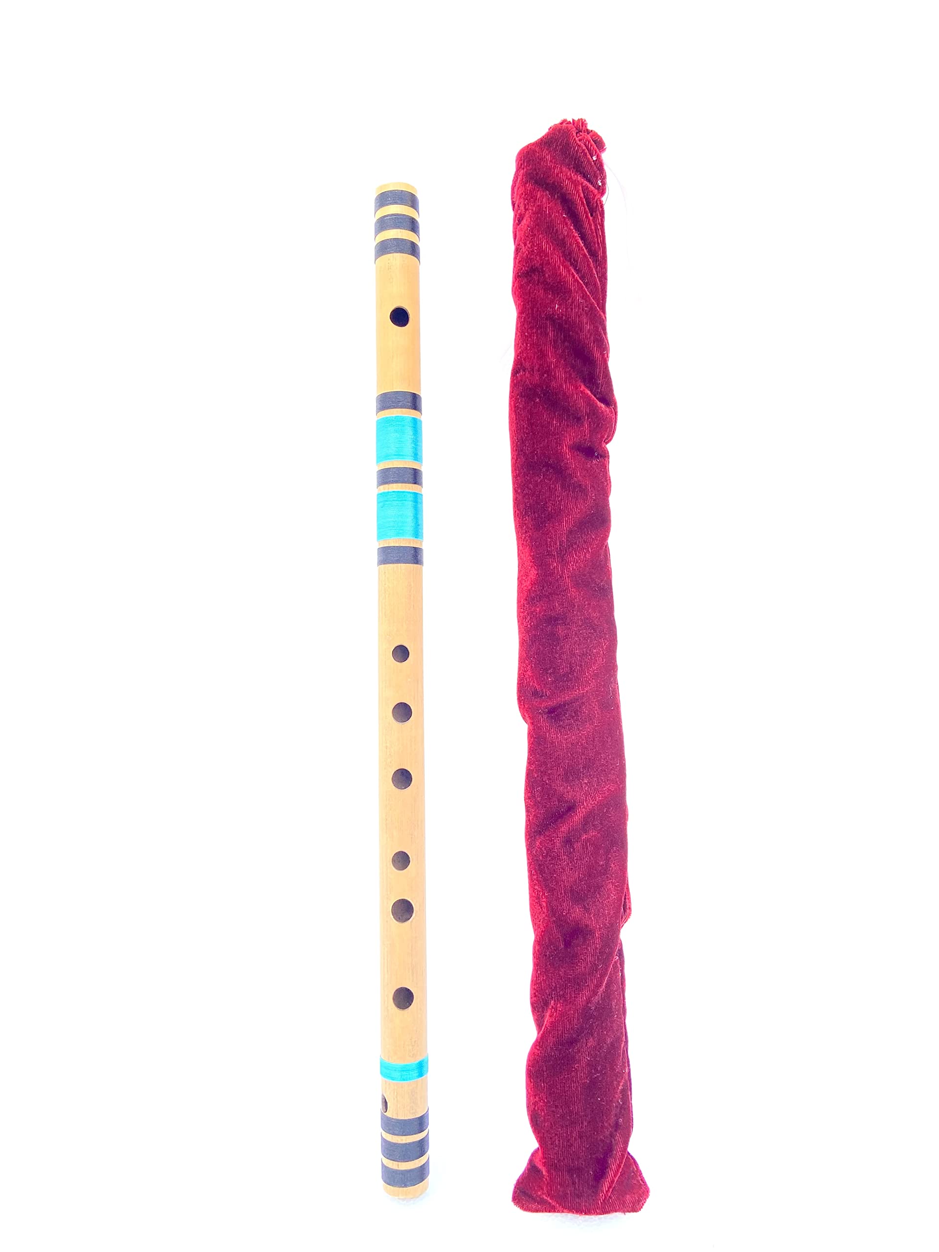 KHALSA MUSICAL C Sharp Hand Bansuri 7 Hole 19 inches with Carry Red Bag Velvet Cover PVC Tube Bamboo Flute-image-16