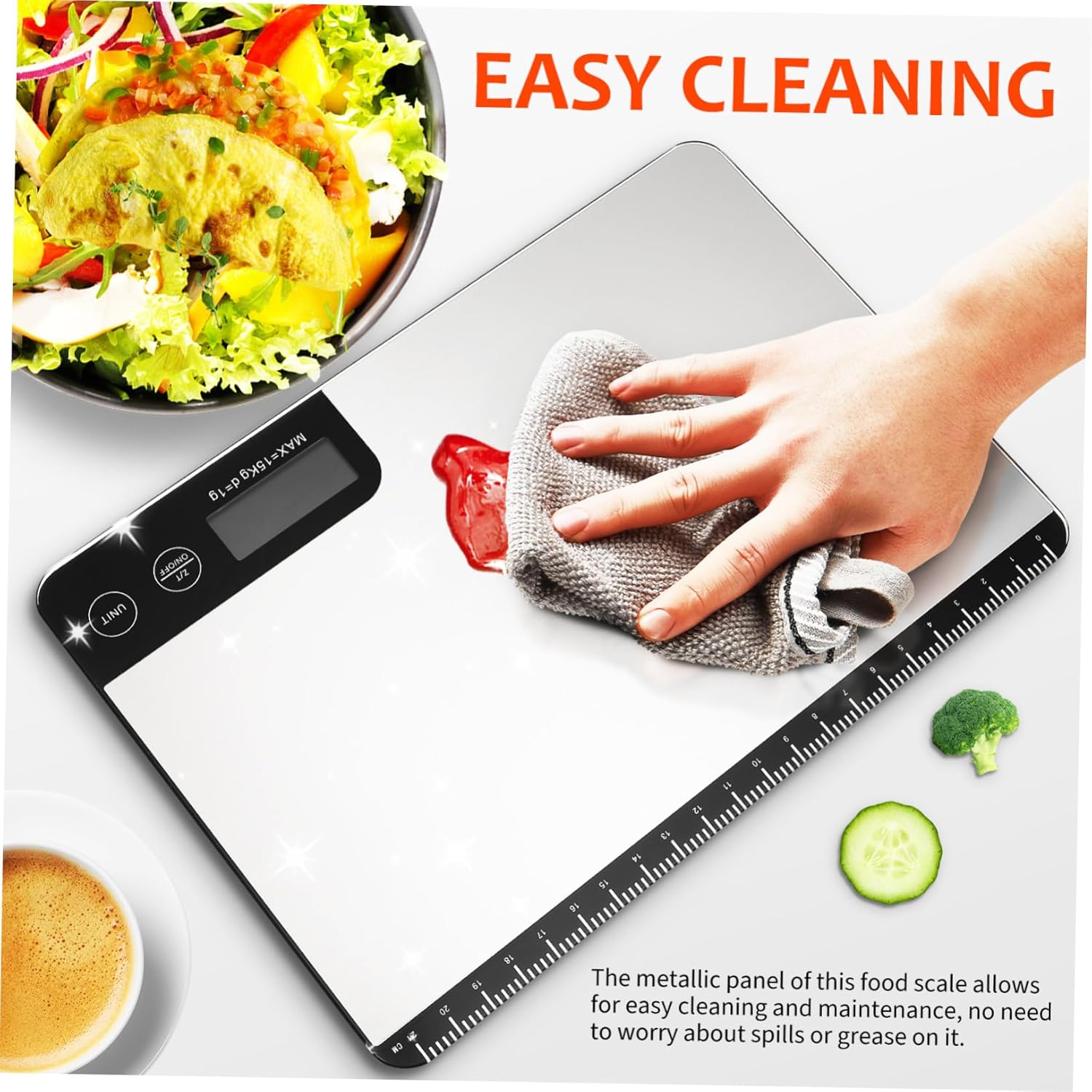 Digital Kitchen Scale High Precision Food Weight Scale with Tare Function Capacity Stainless Steel Panel Easy Cleaning Grams Ounces for Meal Prep Baking Cooking