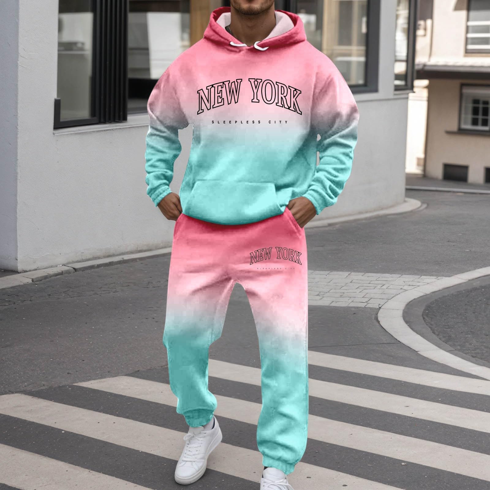 Tuta Uomo Completa Ginnastica Palestra Larghi Completa 2 Pezzi Completi Fitness Sportivo Felpa e Pantaloni Jogging Set Tute Completo