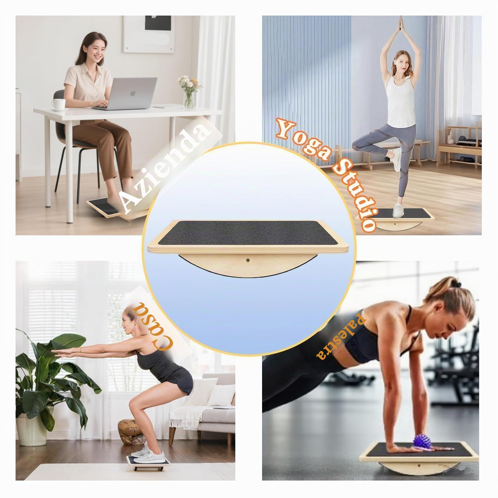 Balance Board Professionale in Legno,Bordo Dell'Equilibrio Antiscivolo Dell'Allenatore Dell'Equilibrio Adulto, Bordo Dell'Equilibrio Di Terapia Fisica, Rullo Antiscivolo, Forza Del Nucleo, Stabilità