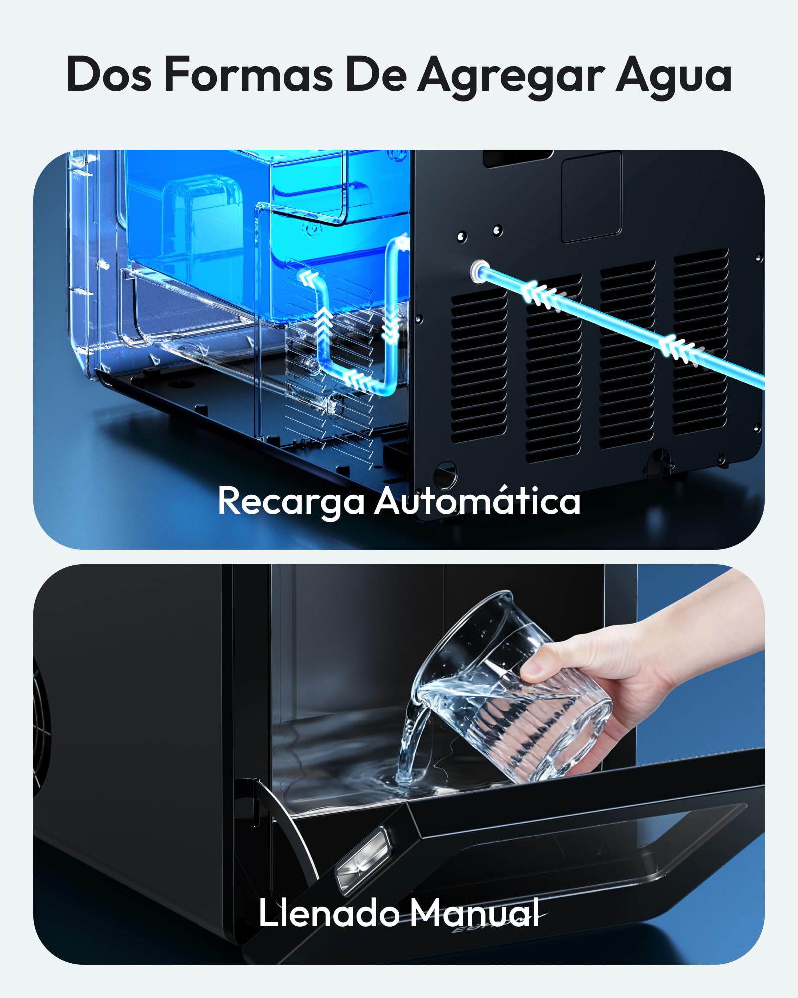 EUHOMY Máquina de Hielo Esférico Autolimpiante, Fabricador de Hielo en Bolas Grandes, 108 Hielos/Día, Ice Maker para Cócteles y Bebidas Premium Negra