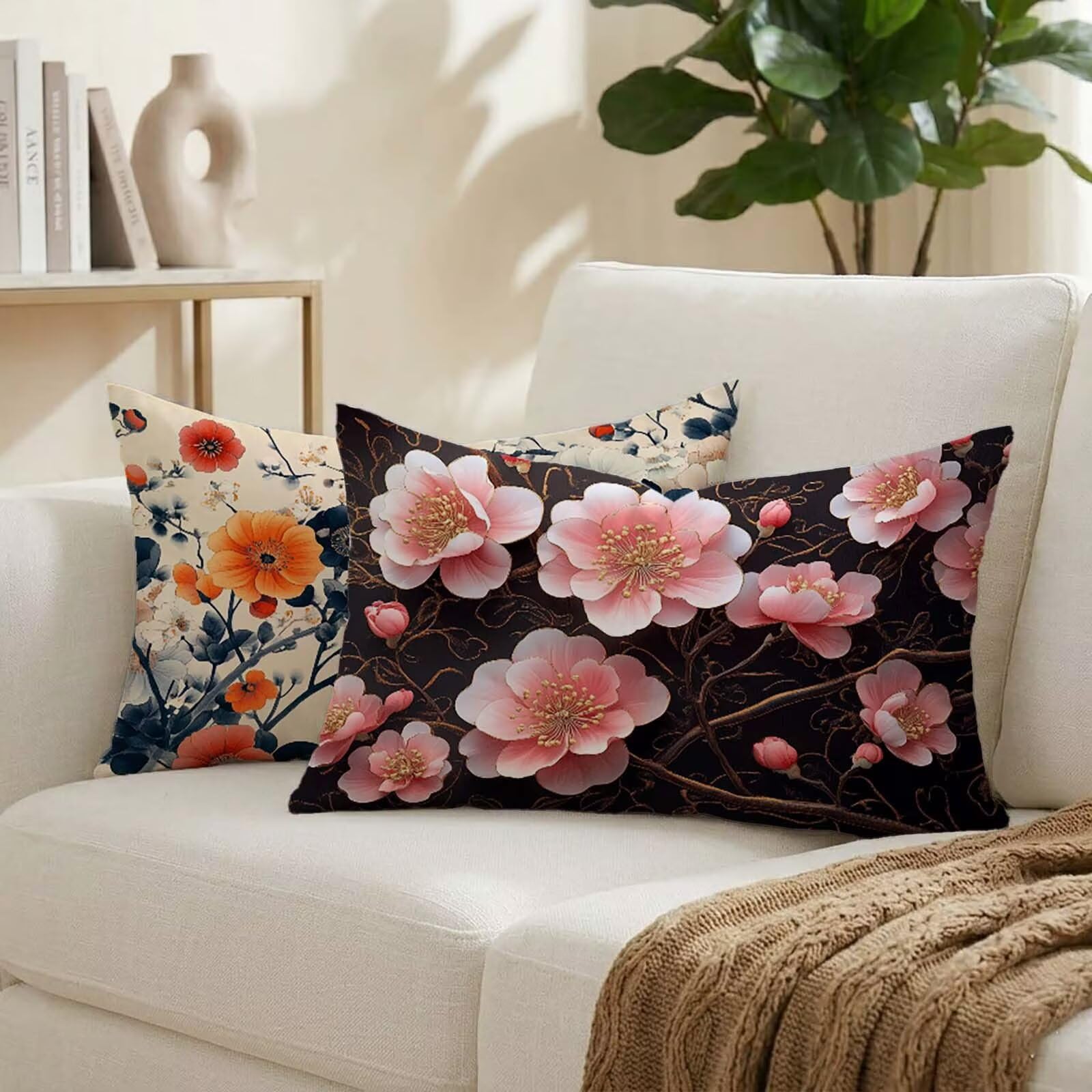 Coussin extérieur imperméable en lin haut de gamme 50x80 cm au motif tropical