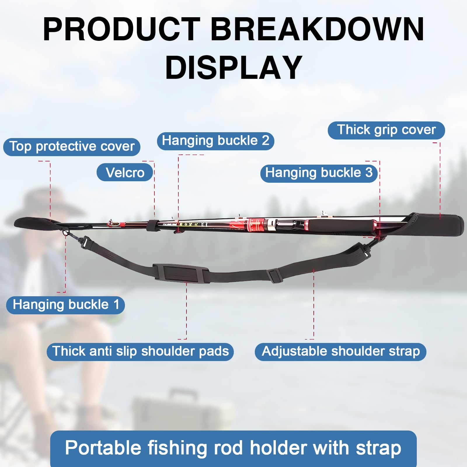 Magic Baits Rod Protector Adjustable, Rutenschutz aus Neopren, Schutz Angelruten-Röhrenhülle, Verstellbares Rutenband, 80-220 cm ﻿(Schwarz)