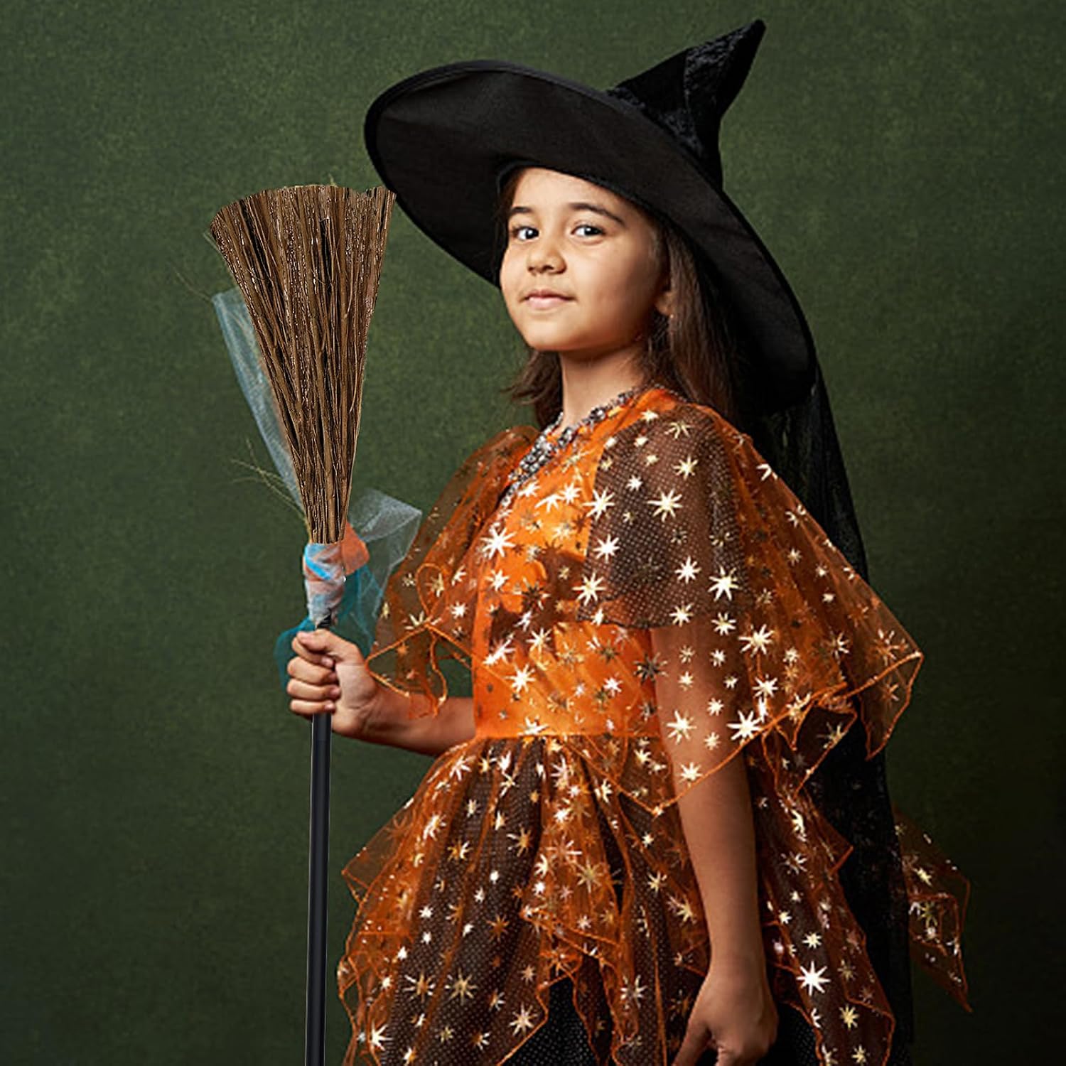 2PCS Witch Broom-3 Section Witch Broom Costume Accessories Halloween Decor Halloween Costume Props Decoration