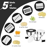 Vista 2 de Juego de 3 cuencos para mezclar con tapas, paquete de 3 tazones de acero inoxidable con tapas herméticas, parte inferior antideslizante