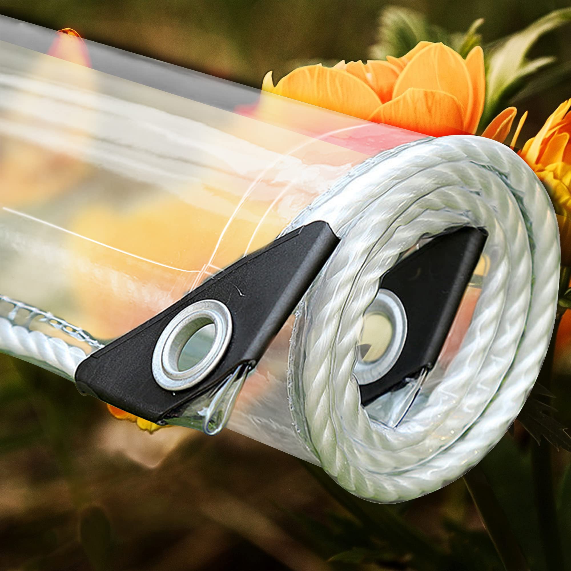 GJZQDKX Heavy Duty Clear Tarpaulin 6m x 6m - Waterproof Plastic Tarp with Eyelets for Pergola Covers Garden Greenhouse Plants Pet Roofs Outdoor Protection