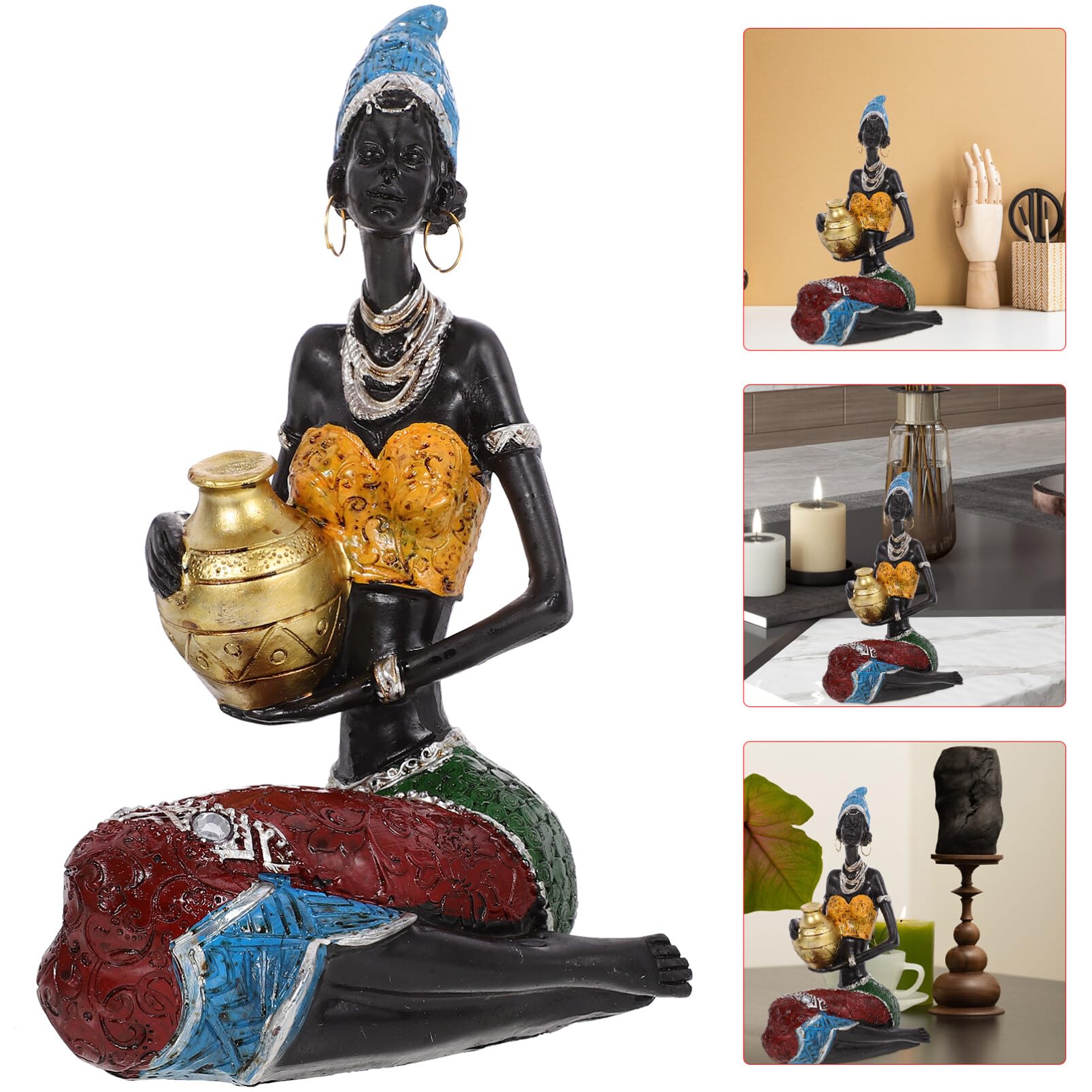 Scultura Africana Tribale In Resina, Vassoio Organizzatore Decorativo A Forma Di Donna Per Gioielli, Chiavi O Caramelle, Perfetto Per Casa, Ufficio O Soggiorno