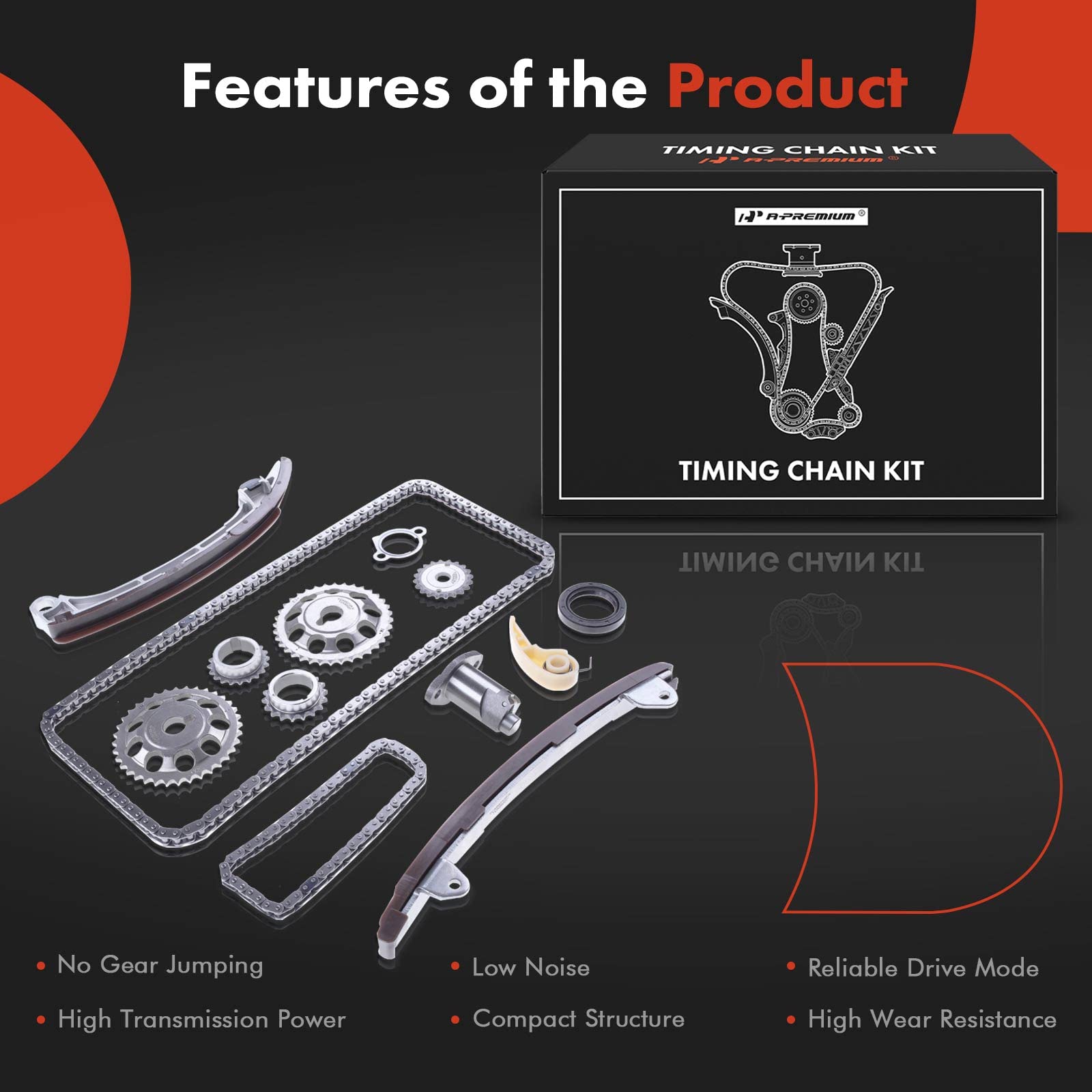 A-Preiu Engine Tiing Chain Kit W/Tensioner Guide [DOHC 4Cyl 2.0L EA888] Copatible With Audi - View #7