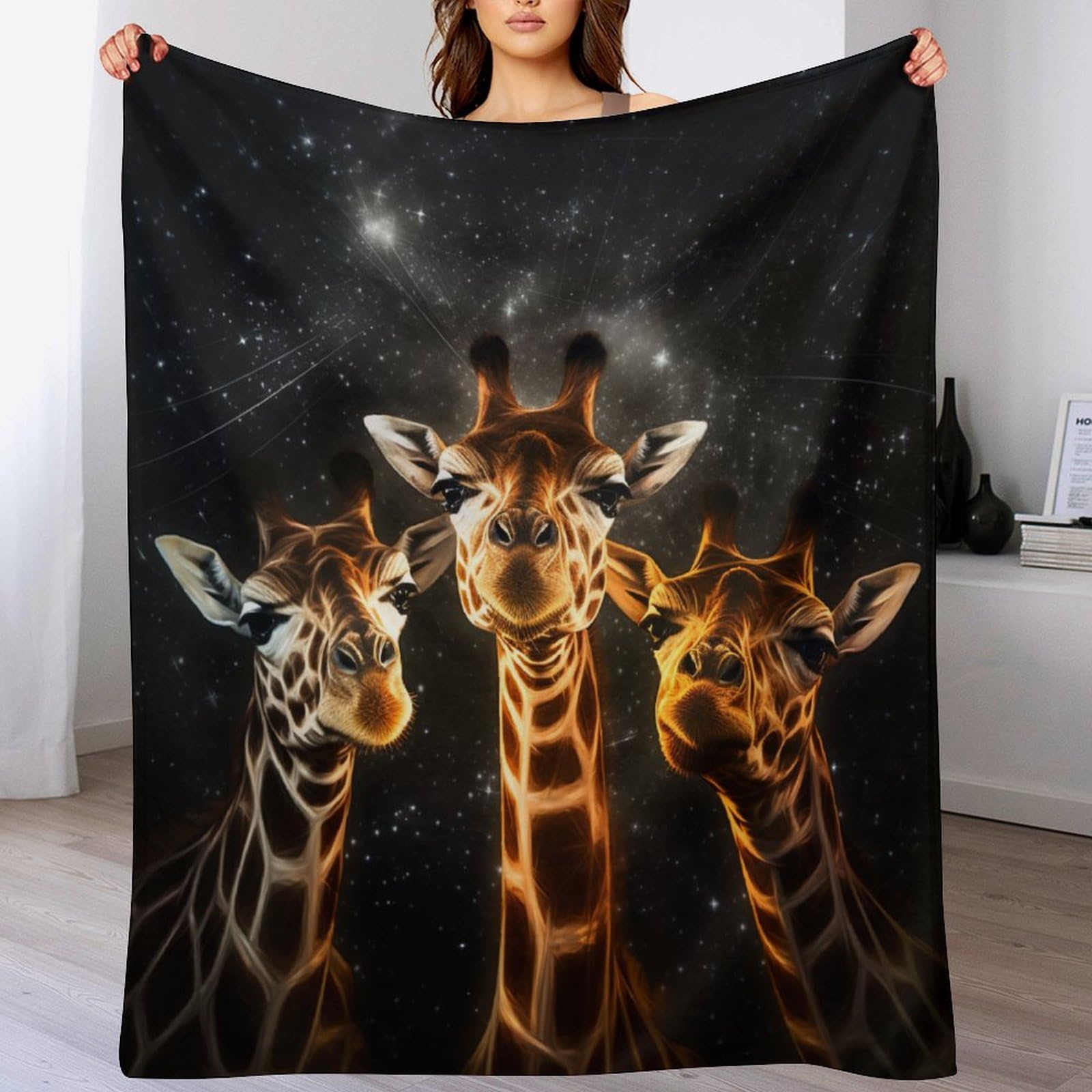 Couverture en flanelle girafe pour des soirées cocooning chaleureuses au salon 130x180