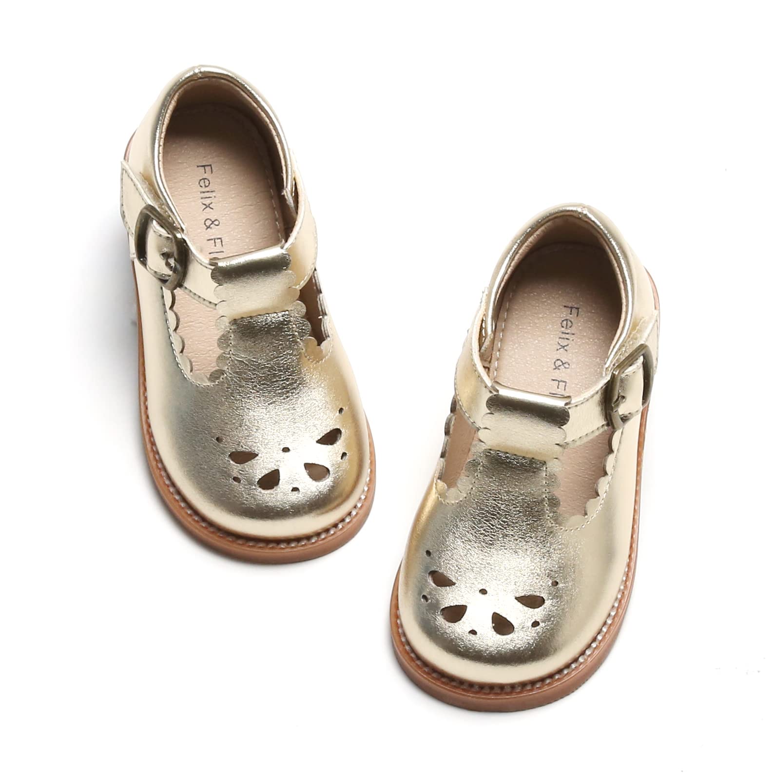 Felix &amp; Flora Toddler Little Girl Princess Dress Shoes-Mary Jane Flats for Girl Party School Shoes