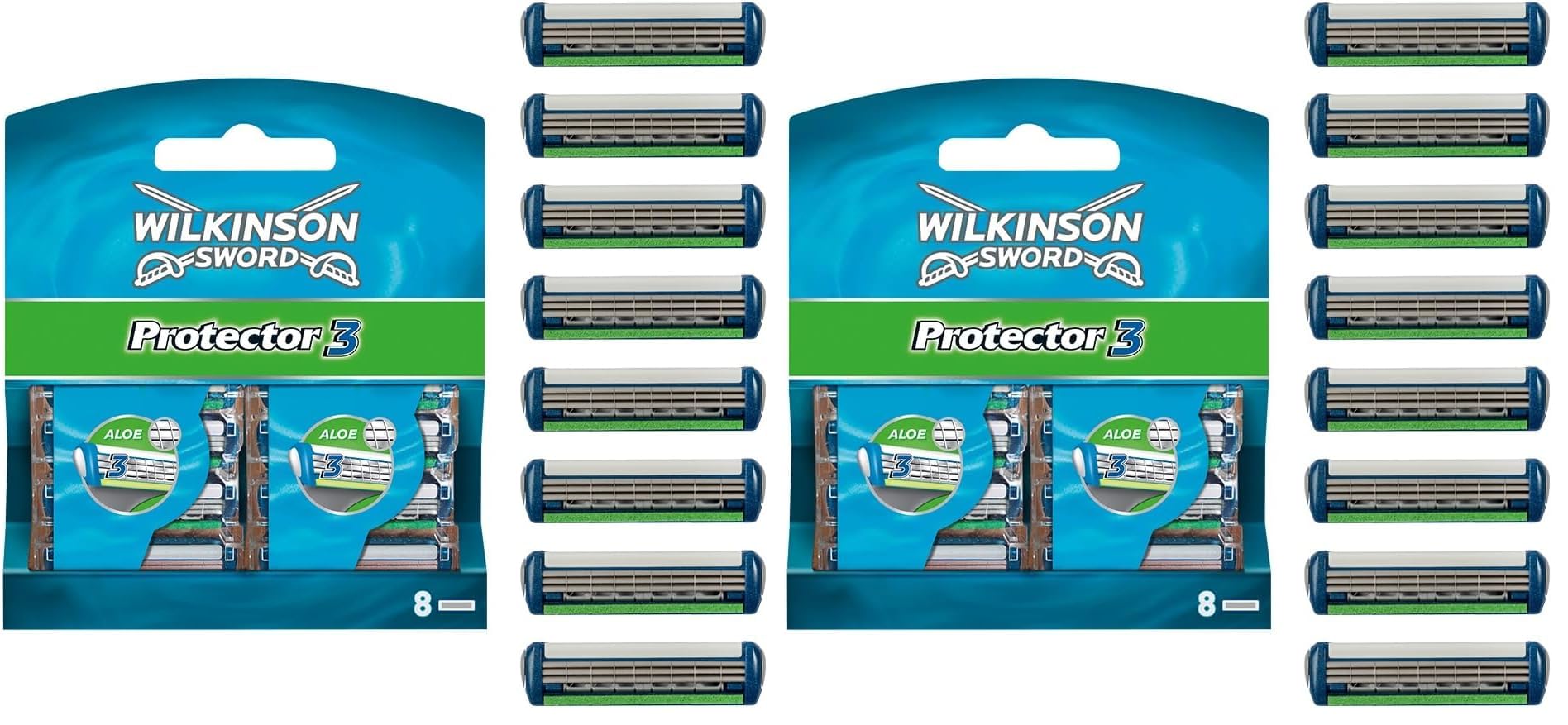 Wilkinson Sword Protector 3 Rasierklingen für Herren Rasierer, 8 Stück (2er Pack)