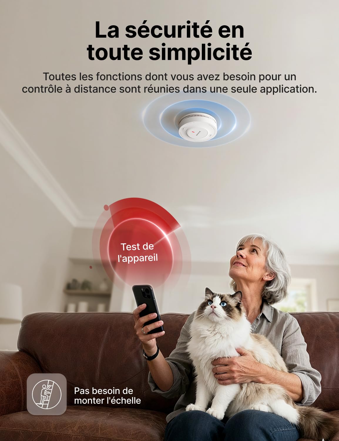 X-Sense Détecteur de Fumée Connecté, Batterie Intégrée 10 Ans avec Station de Base SBS50, Fonction avec l’Appli, Compatible avec l’Application X-SENSE Home Security, SD19-MN61
