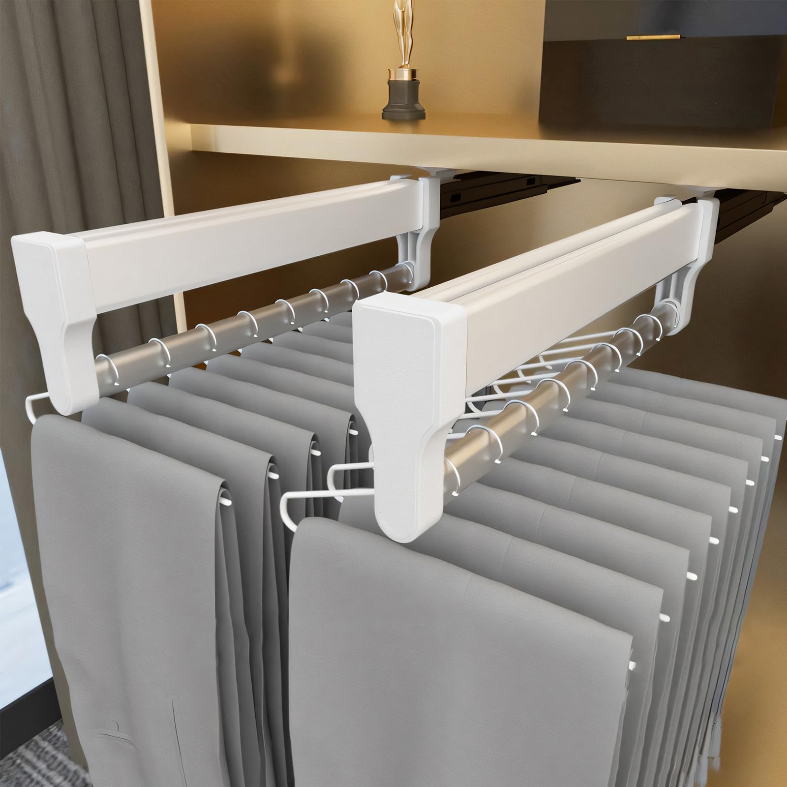 Ausziehbare Kleiderstange Für Schrank - Weiß, Verstellbar, Bis 20kg Belastung