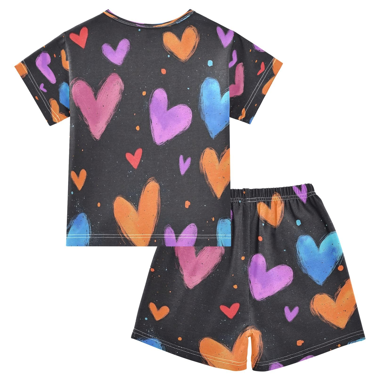 senya Color Blue Hearts 1 Summer Pajamas Set Short Cotton Sleepwear 2 Piece