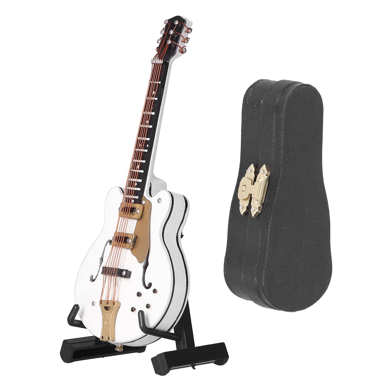 Hapivida Mini Guitar Model, Handcrafted Miniature Guitar with Stand and Case, Classic Collectible Toy for Home Office Decoration