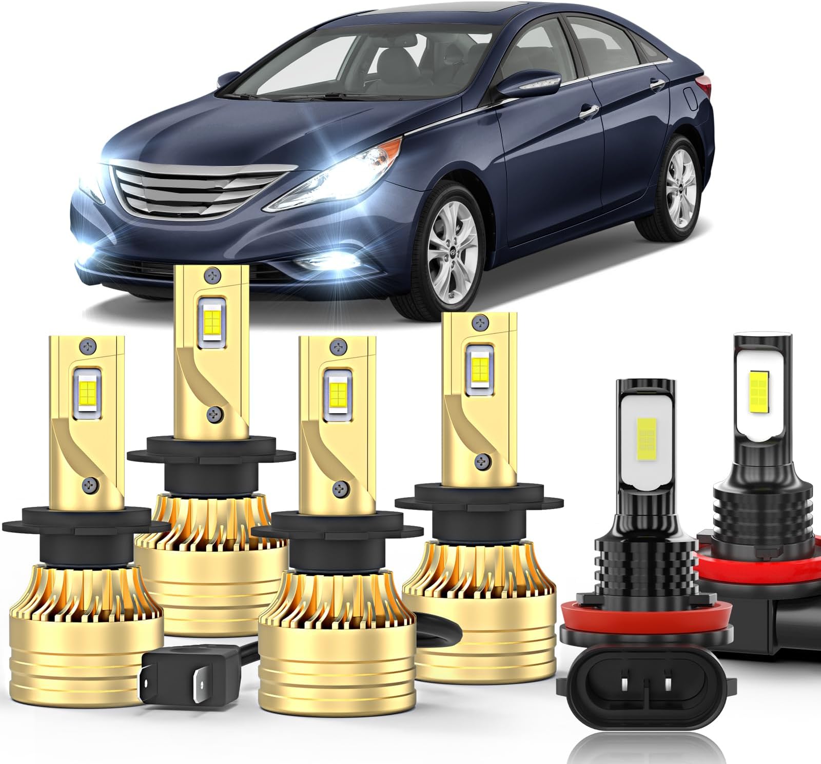 For Hyundai Sonata 2011-14 6000K LED Headlight High Low Beam - Foto 7