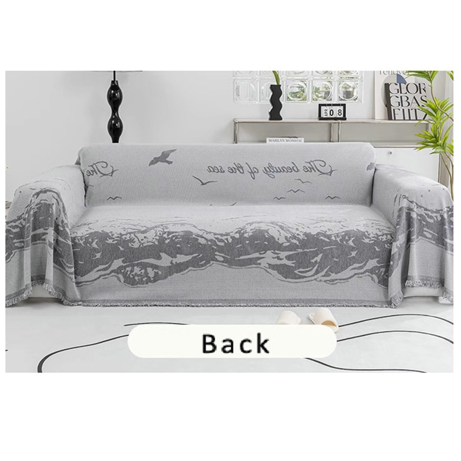 Sofabezug Haustiere, 180x130cm Kunstmalerei Meeresmuster Möbelschutz Couchbezug aus Chenille, (Grau Weiß, 1 Sitzer)