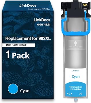 LinkDocs Remanufactured Ink Cartridge Replacement for Epson 902XL T902XL Cyan Work with Pro WF-C5210, WF-C5290, WF-C5710, WF-C5790 Printers