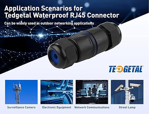 Miniatura 6 de Paquete de 5 conectores RJ45 impermeables IP68 Cat6Cat5ECat5 Acoplador blindado para Extensor de cable LAN Ethernet al aire libre hembra a hembra