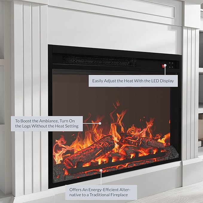 Chimenea Eléctrica BELLEZE Modern 66" con Calefactor y Sonido miniatura 5