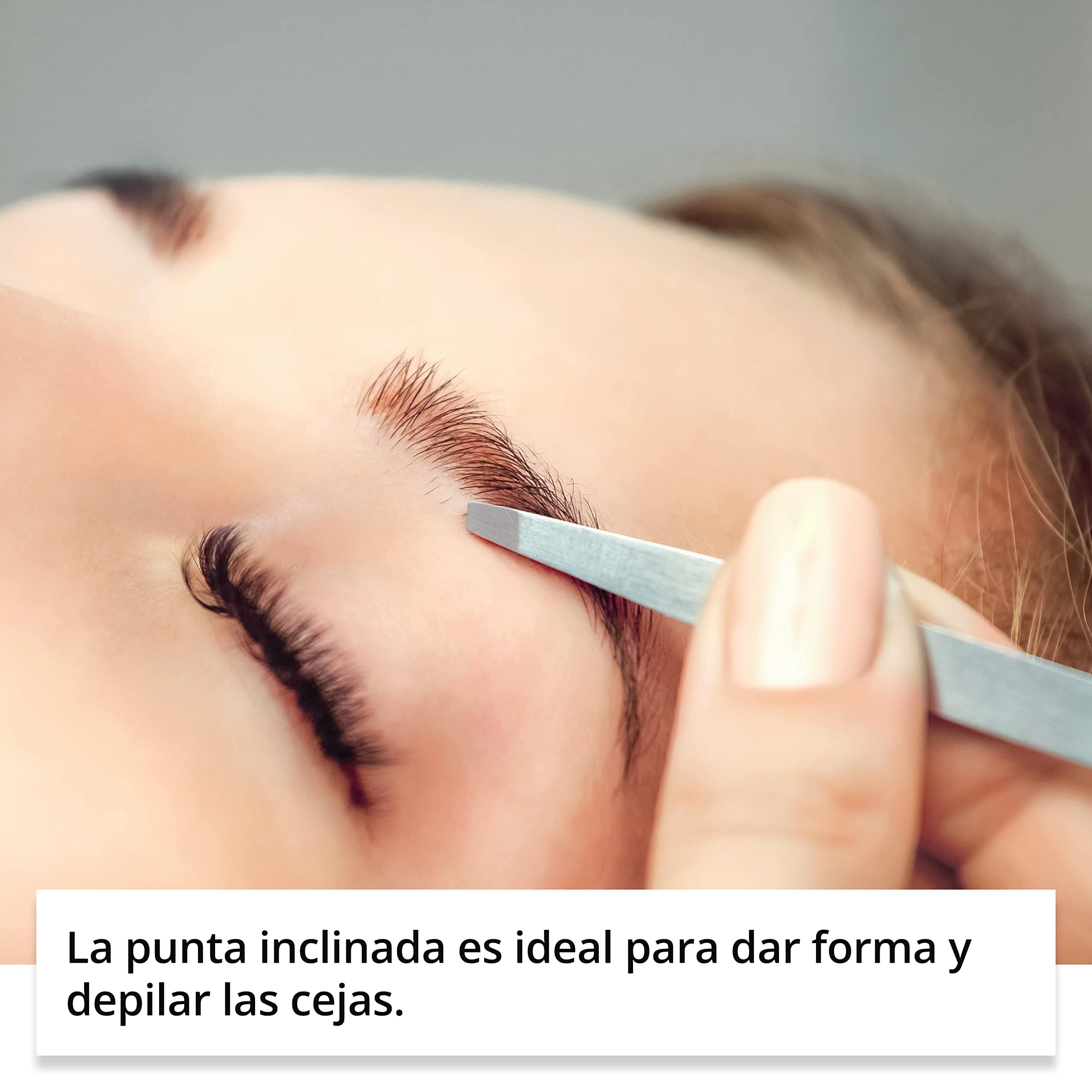Rubis clásico - Pinzas de Depilar Profesionales - Pinza de Acero Inoxidable - Depilacion de Gran Precision para Cejas y Pelo Facial (oblicua / slant)