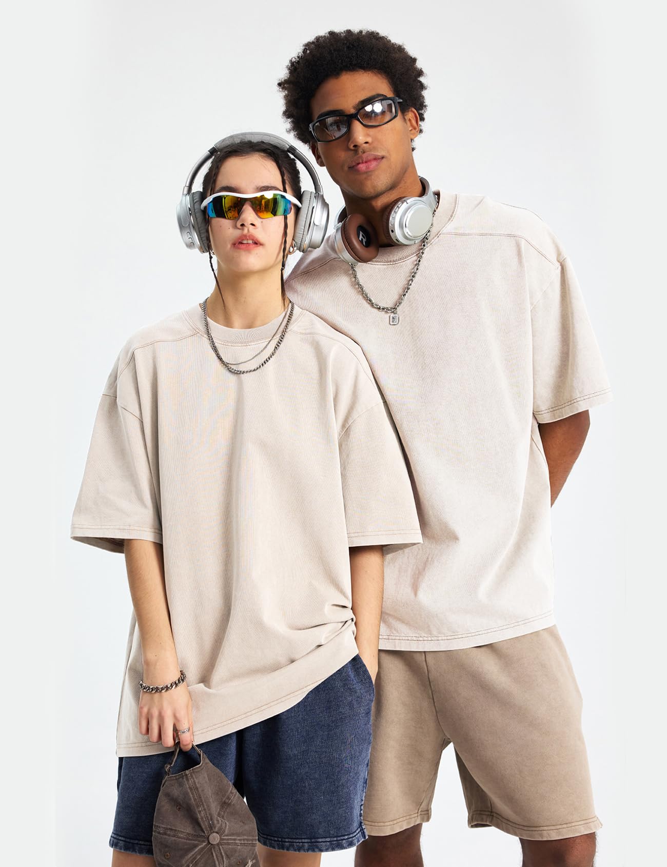 Arssm T-shirt oversize da uomo con lavaggio acido vestibilità ampia vintage in cotone pesante magliette larghe