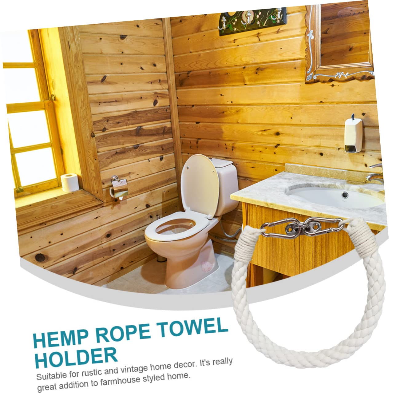 Strandseil-Toilettenpapierhalter Aus Holz – Weiß, Rustikal Mit Ablage, Bauernhaus-Deko