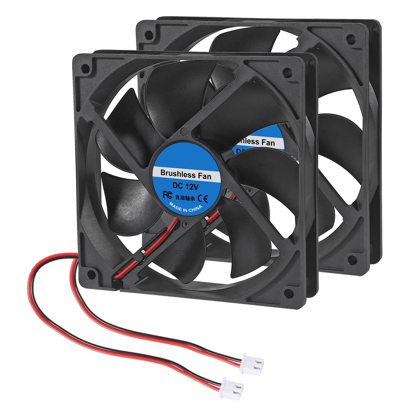 120mm PC Ventilator - Stille 12V DC Koelventilator Met 2-Pins Connector - Hoge Luchtstroom Zwart