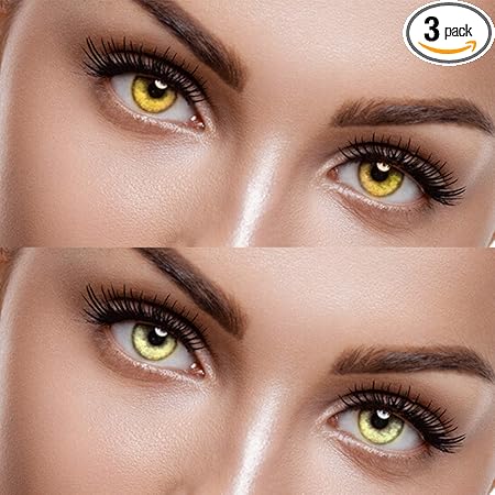 EYCOG 2 Pair Hazel, Gold Monthly Colored 0 Power Contact Lenses for Men and Women Eyes with Lens Case
