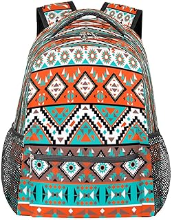 Mochila escolar durável para faculdade, estampa asteca geométrica étnica mochila casual resistente à água para mulheres e homens, mochila para laptop campus para viagens, negócios, caminhadas, Multicor, Large, Mochilas Daypack