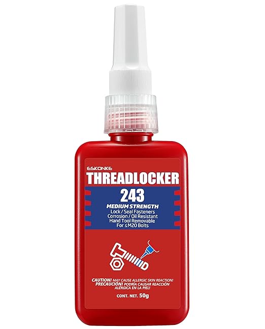 ESKONKE Thread Locker Blue 243 - Removable Threadlocker Metal Glue for Nuts, Bolts, Fasteners Medium Strength Screw Compound to Prevent Loosening & Corrosion 1.69 Oz/50 ml