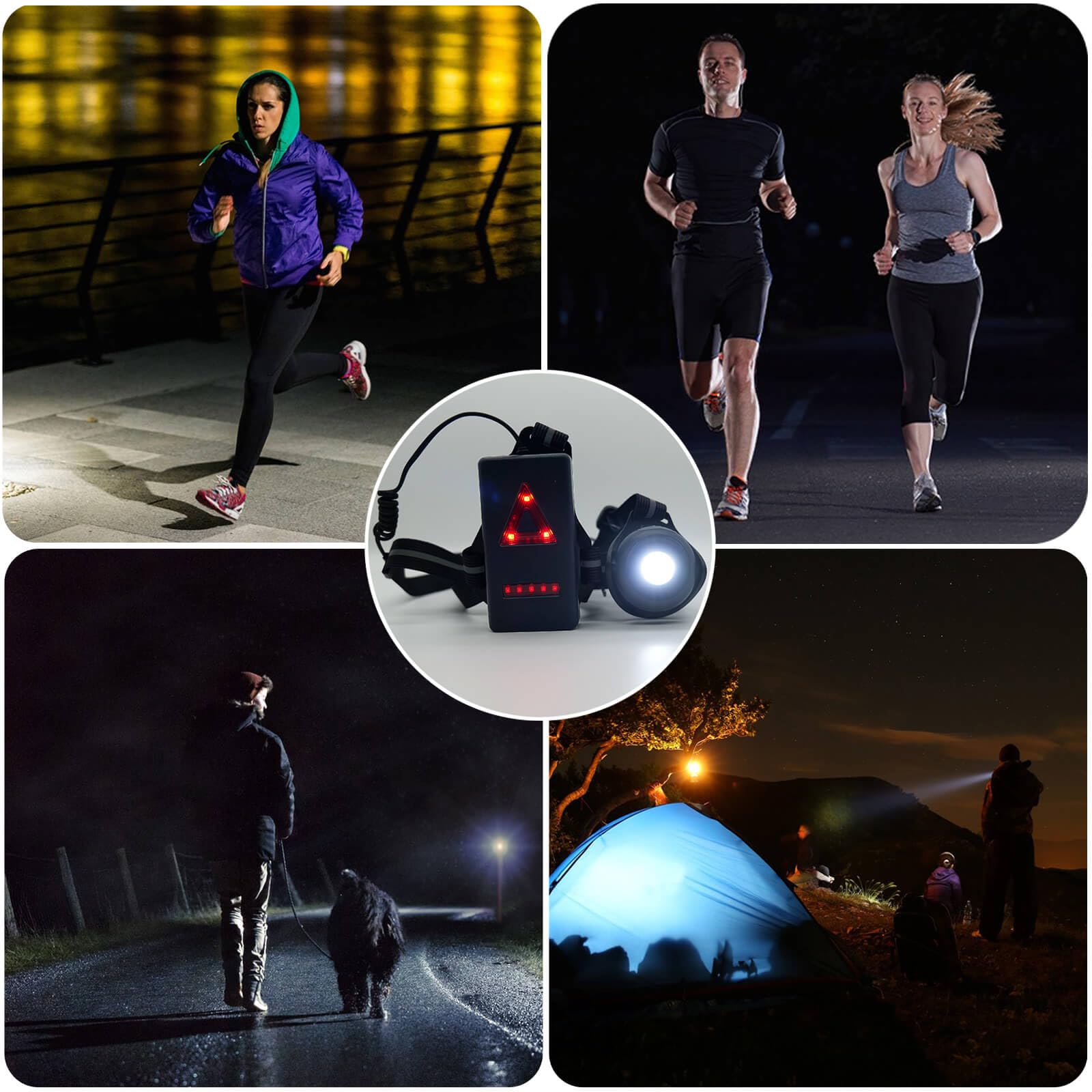 Todoxi Luce da corsa jogging con cintura riflettente, lampada a LED ricaricabile USB, luce di sicurezza notturna, cintura da corsa per jogging, corsa, ciclismo, escursionismo, sport all'aria aperta