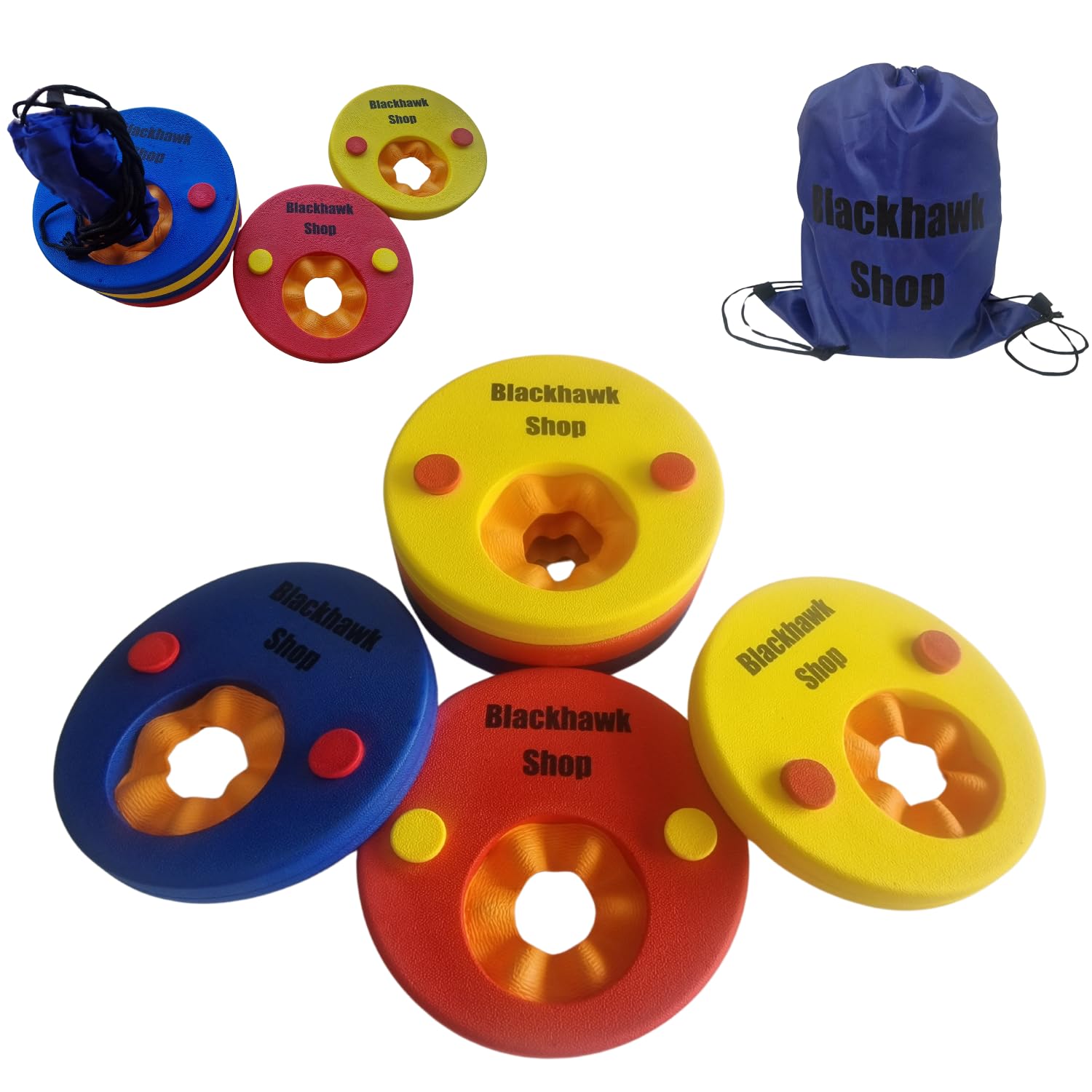 Blackhawk Shop - Manguitos Piscina, Bolsa de Transporte, 6 Piezas, Manguitos Bebe, Manguitos Niño, Manguitos Evolutivos, Flotadores Bebes, Flotadores Niños, Discos Flotadores, Discos Natación