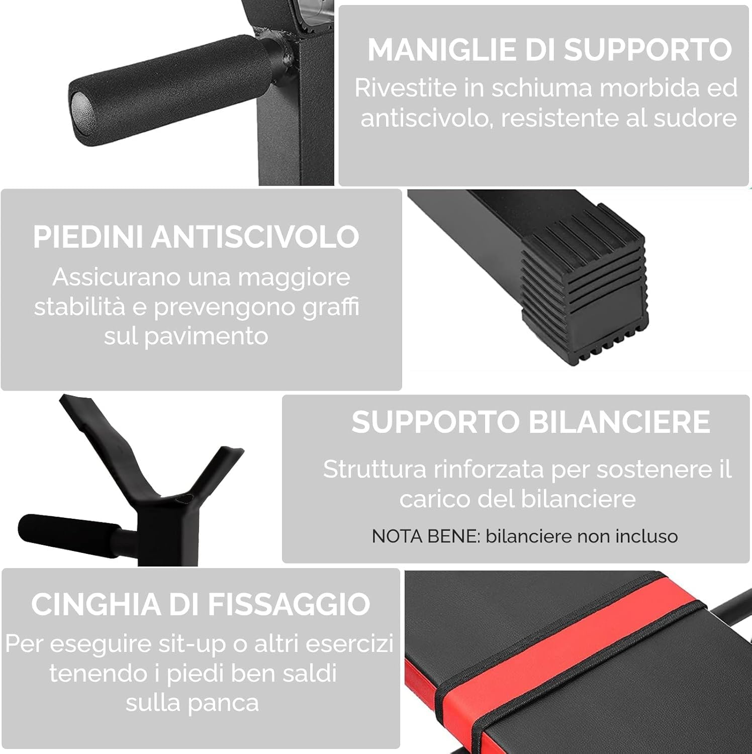 PANCA PESI PIEGHEVOLE REGOLABILE: PANCA PIANA PER PALESTRA CON SUPPORTO BILANCIERE E RACK MULTIFUNZIONALE PER SOLLEVAMENTO PESI