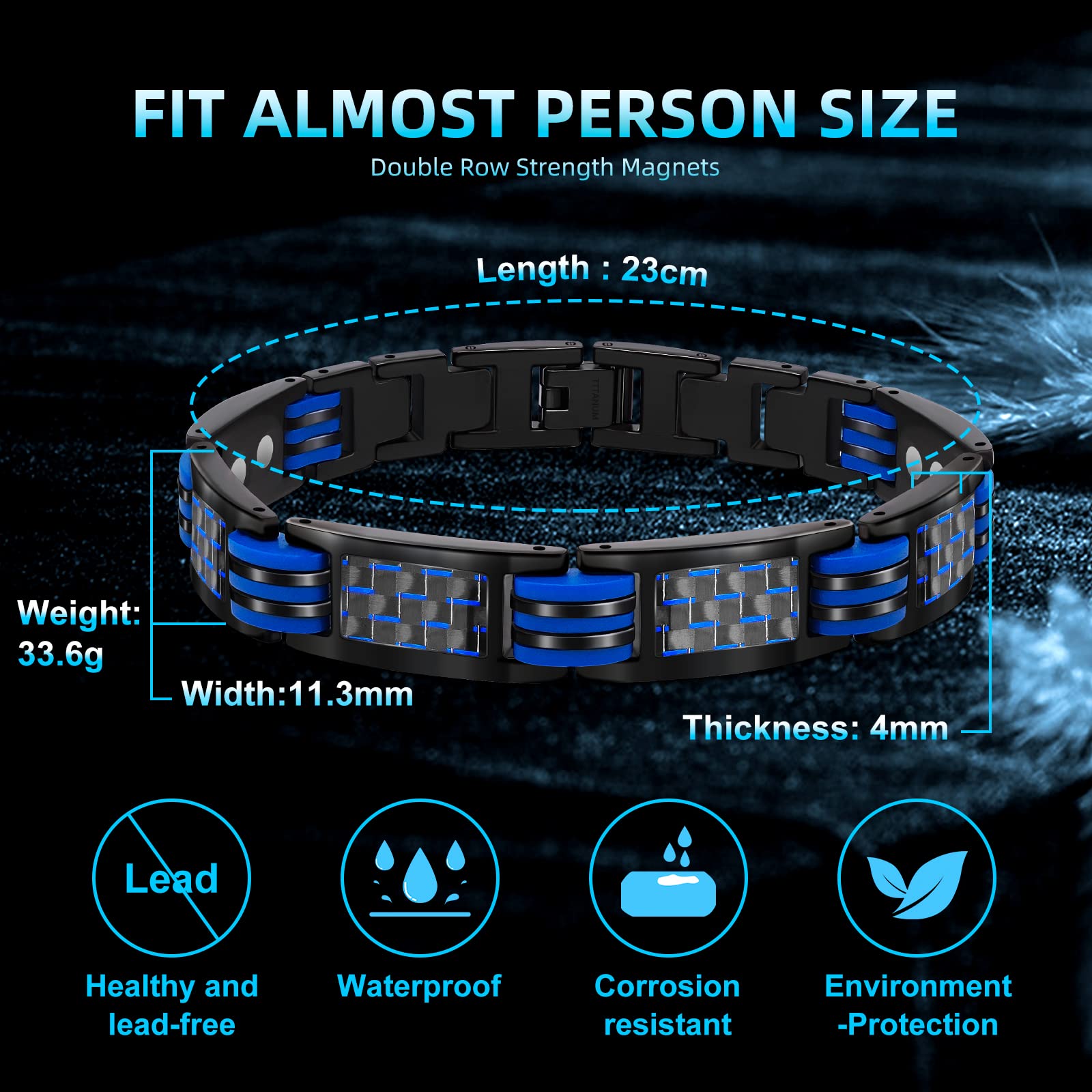 JEROOT Magnetisches Armband aus Titan, Magnetarmband für Herren, inkl. Werkzeug zum Entfernen