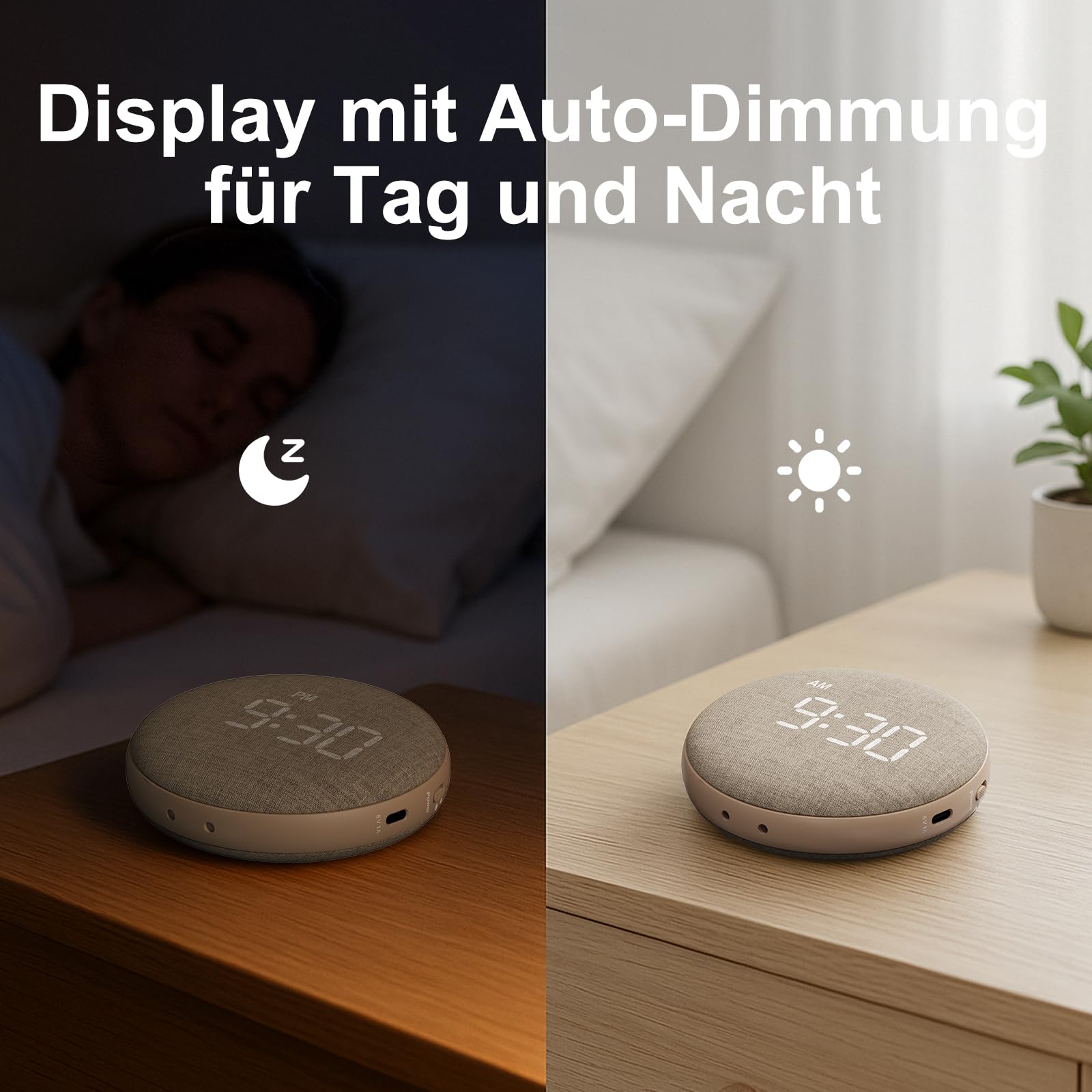 REACHER réveil vibrant de voyage pour adultes qui dorment profondément, silencieux, double alarme, vibreur compact à placer sous l’oreiller, rechargeable, à batterie, petit et portable
