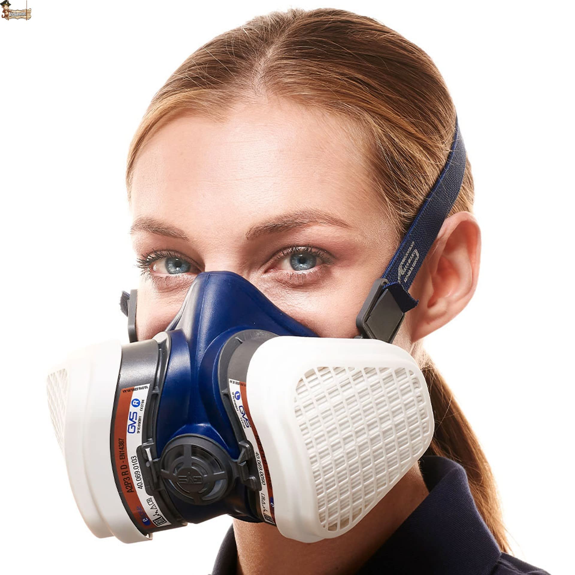 BricoLoco.com Máscara protección con filtro combinado A2P3 contra partículas de polvo y vapores. Trabajo profesional. Antipolvo. Fitosanitarios, pintura. (Máscara con 2 filtros)