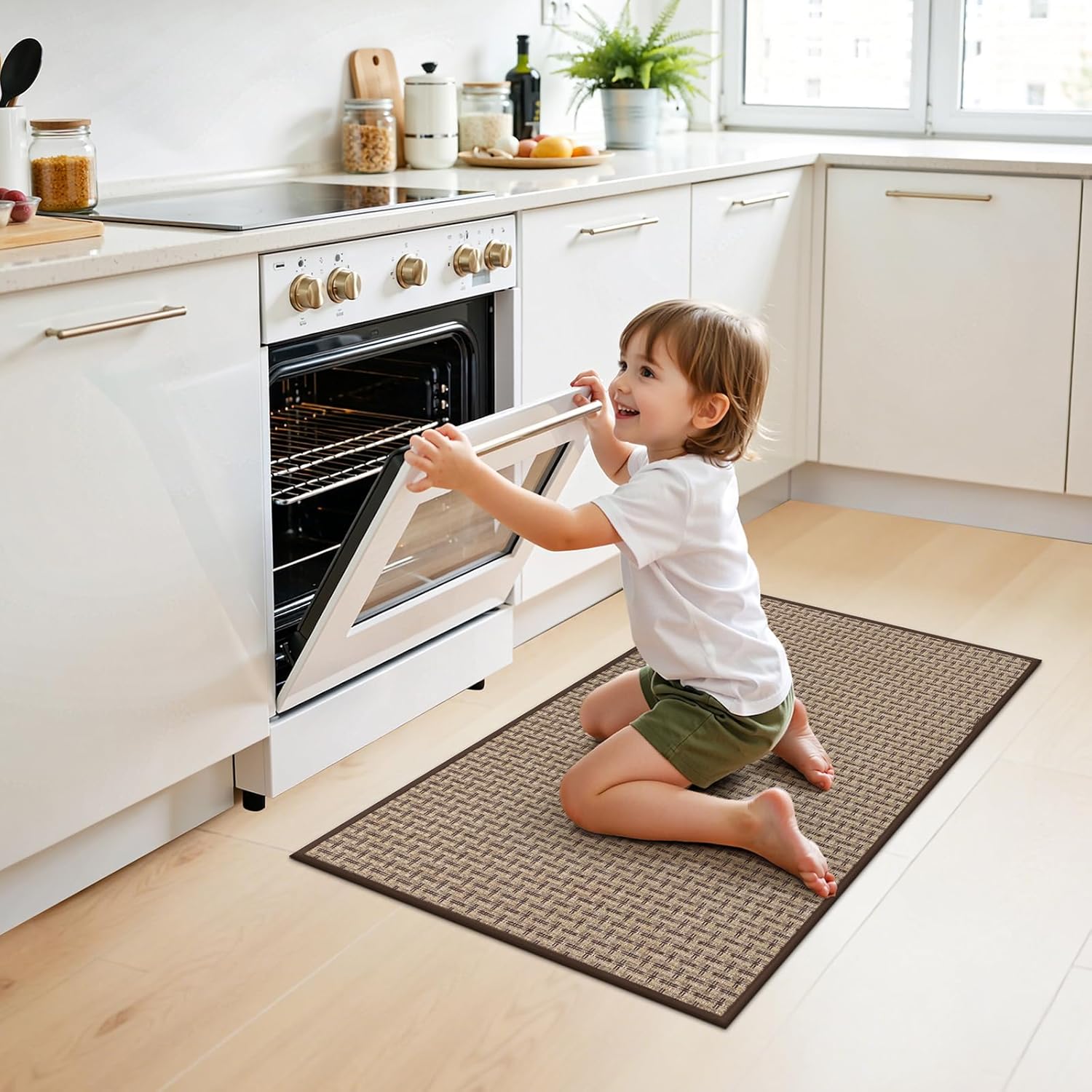 Ileading Non Slip Kitchen Rug, Waterproof Anti Fatigue Cushioned Floor Mat for Kitchen, Durable Entryway Doormat, Dirt Resistant Small Runner Rug with Rubber Backing 23"x35.5"