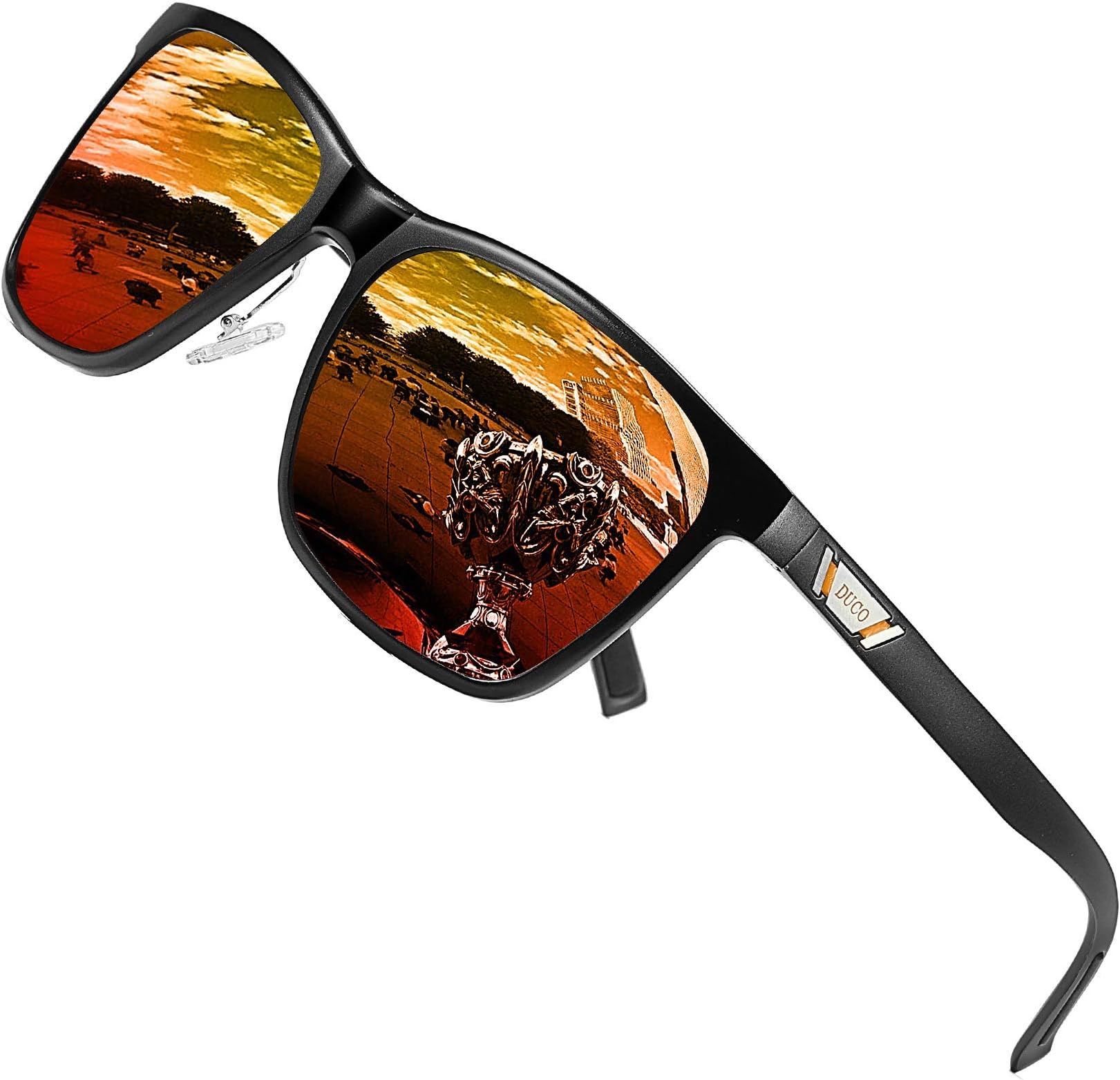 DUCO Mens Sunglasses Polarized UV Protection Retro Rectangular Frame Sun Galsses for Driving Fishing 100% UV Blocking 3029H