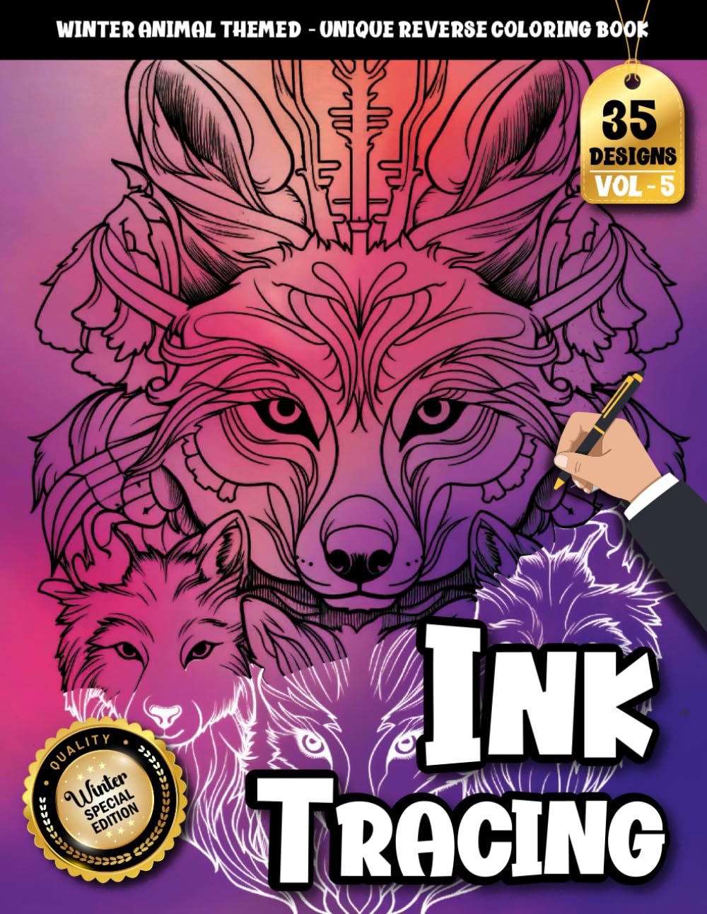 Ink tracing book for adults: Mindful Tracing Meets Winter Magic – An Aesthetic Animal Coloring and Reverse Coloring Experience for Adults (Winter coloring book Series)