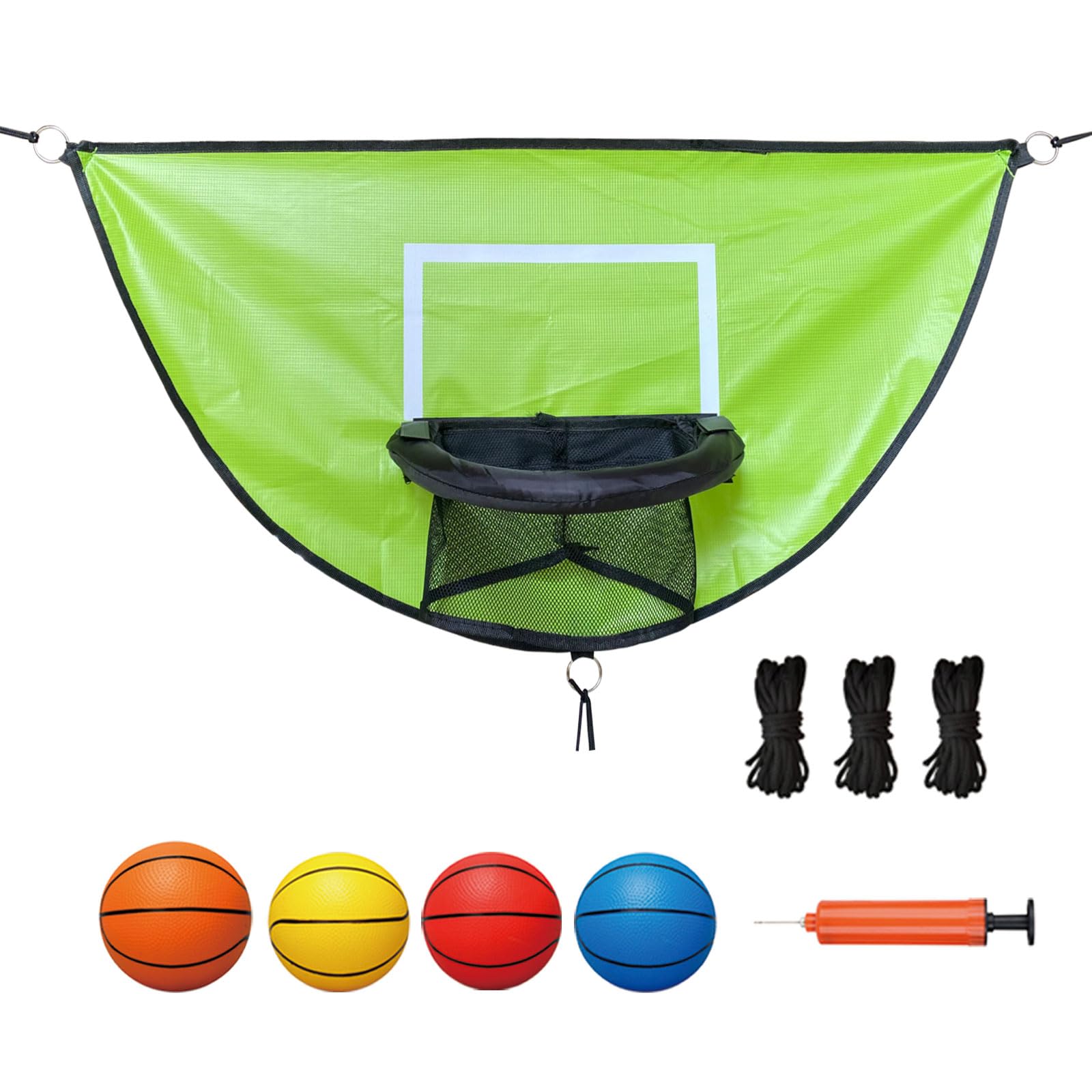 Trampoline Basketball Hoop, with Pump and 4 Mini Balls, Easy to Install, Universal Trampoline Accessories, Trampolines Basketball for Dunking (Green)