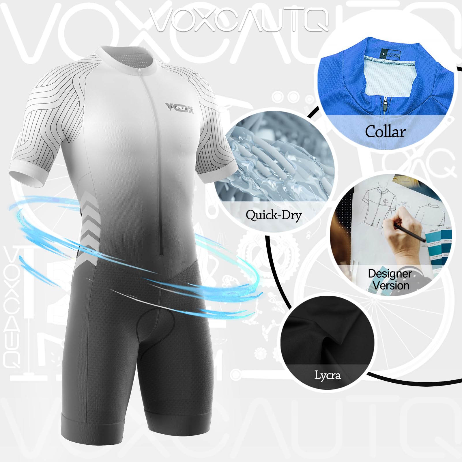 Traje de Triatlón Hombres,Conjunto de Traje de triatlón de Manga Corta para Hombre,Traje de Ciclismo de Secado rápido MTB Mono Racing,Ciclismo, natación